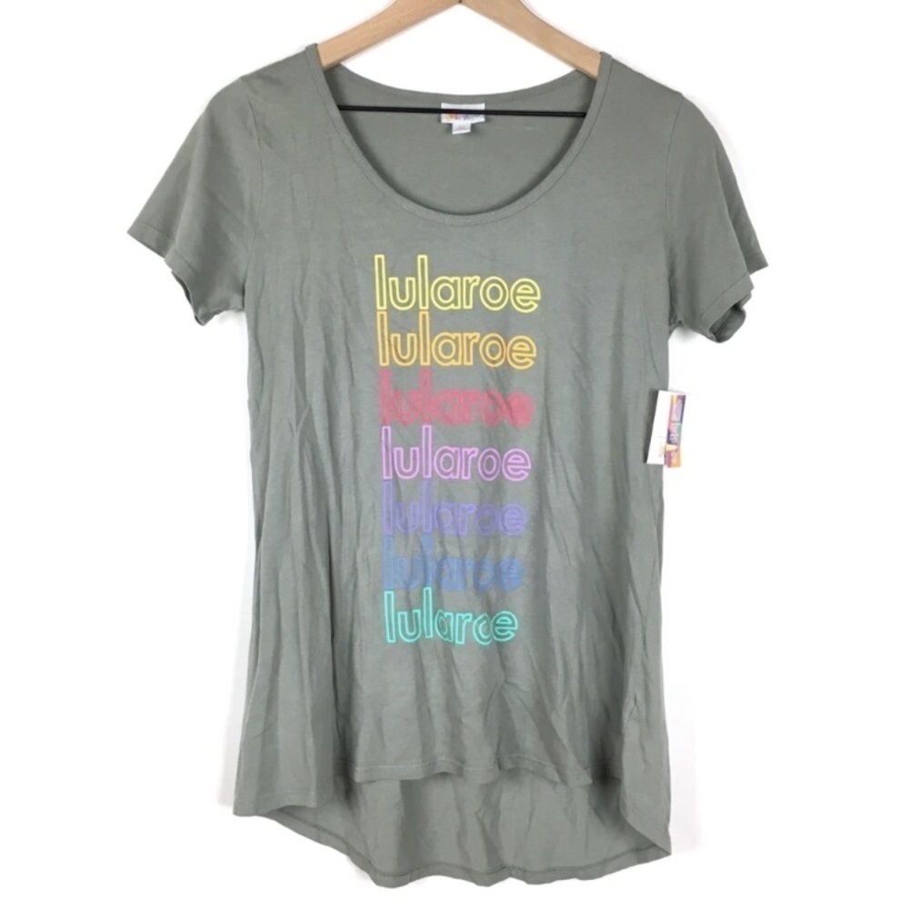 LULAROE Classic T Shirt Short Sleeve Supply Logo Consultant Rainbow Size XS NWT